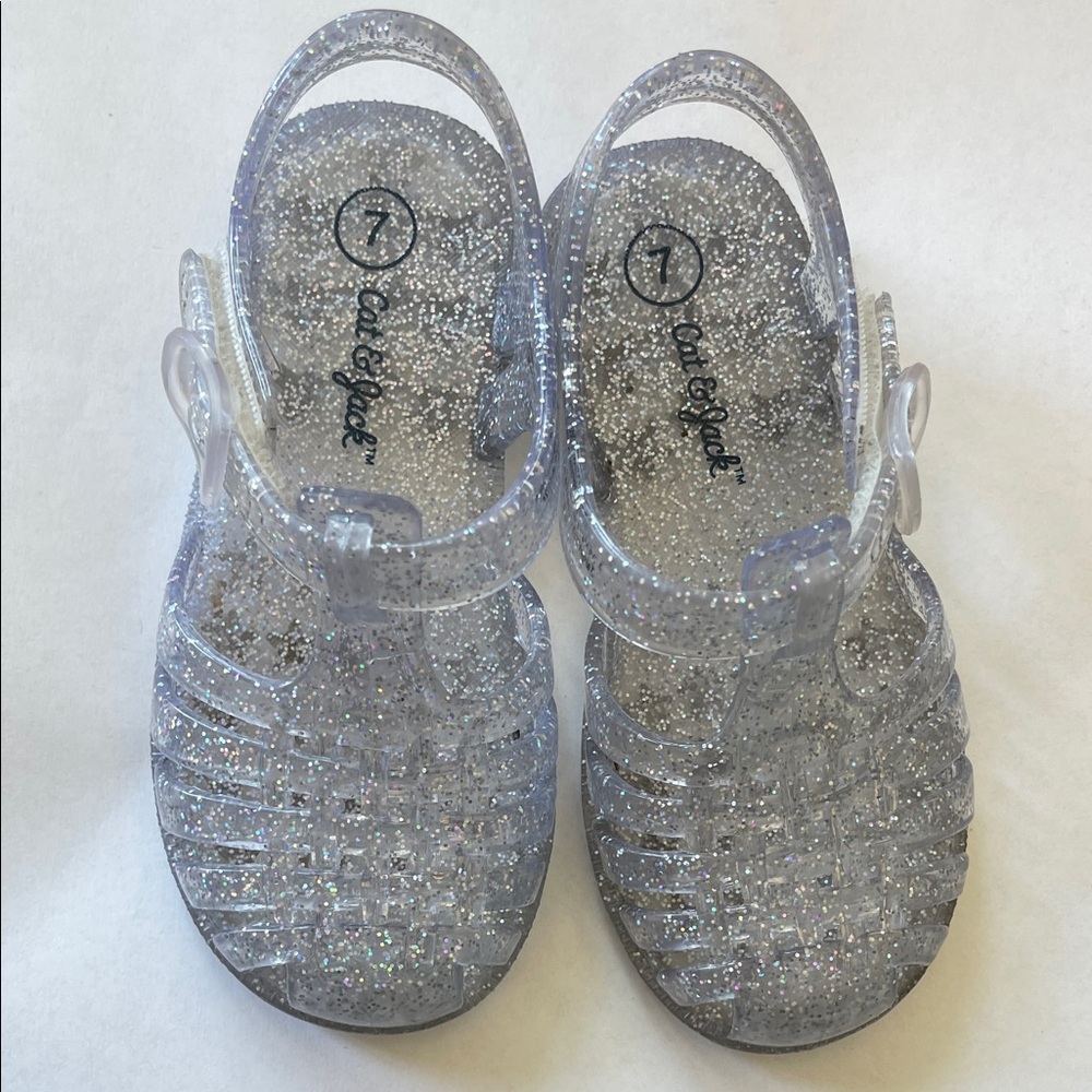 Cat & Jack Glittery Silver Kids Sandals